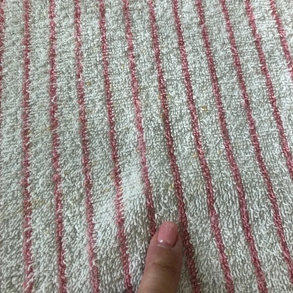 MCM Vintage Cannon 100% Cotton Striped Pink Fringe‎ Granny Bath Towel 21” X 35”
